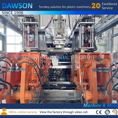 Machine de fabrication de bidons à double poste avec chauffage à vis de 13,8 kW pour le moulage par soufflage-extrusion de bouteilles de pesticides en plastique PE