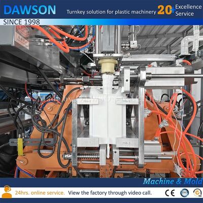 Machine de fabrication de bidons à double poste avec chauffage à vis de 13,8 kW pour le moulage par soufflage-extrusion de bouteilles de pesticides en plastique PE